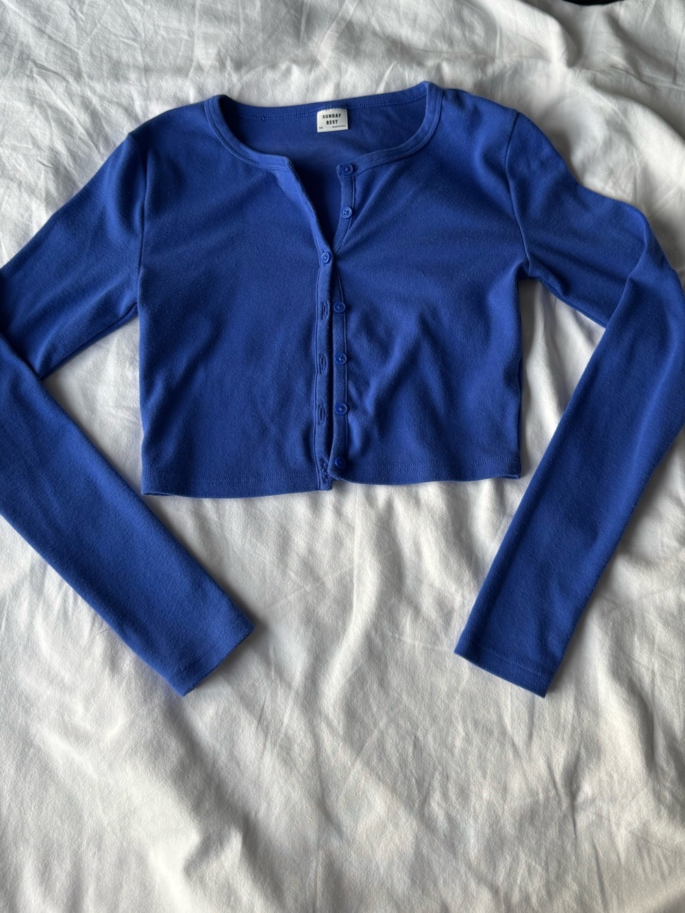 Aritzia Blue Brushed Button-Front Cardigan